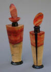 Two box elder boxes with inlays, ofset tops